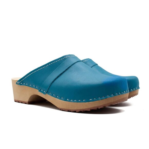 Brand new - never worn Clogsland Natural Leather Handmade Clogs – Turquoise - Picture 2 of 5